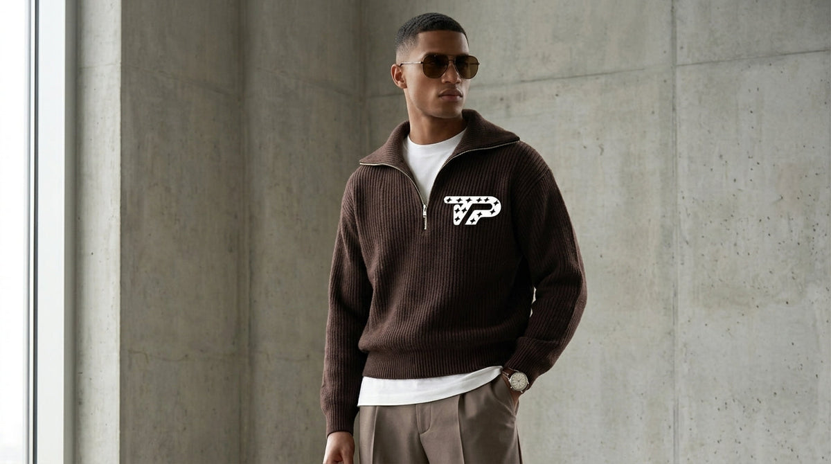 Take Profit dark sweater editorial