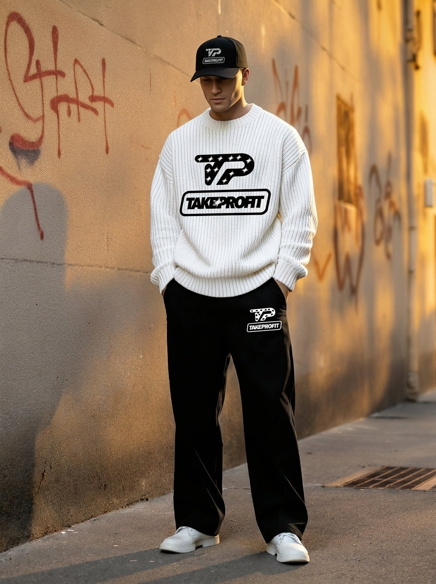 Take Profit white and black editorial look