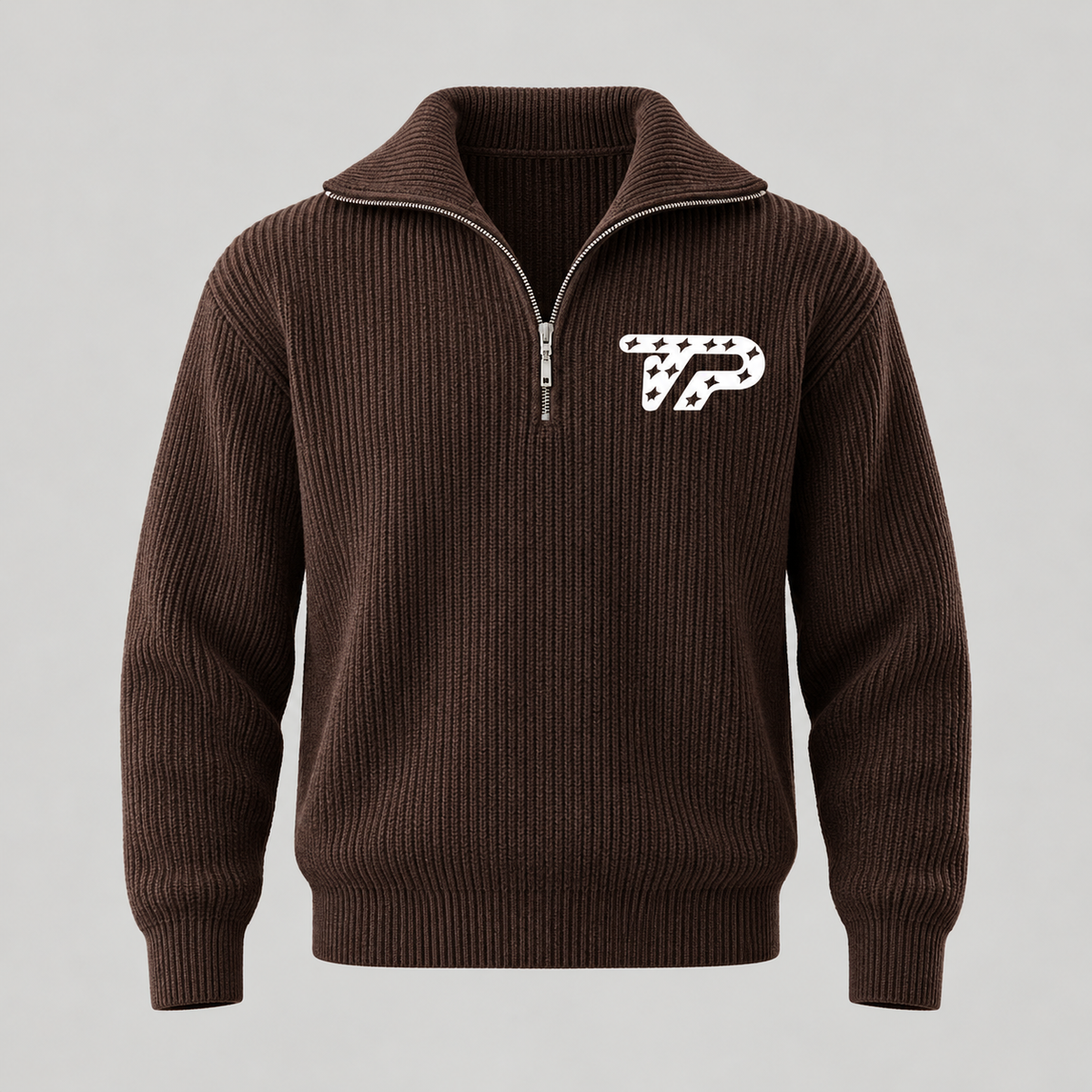 TP Brown Quarter-Zip — model-free front view