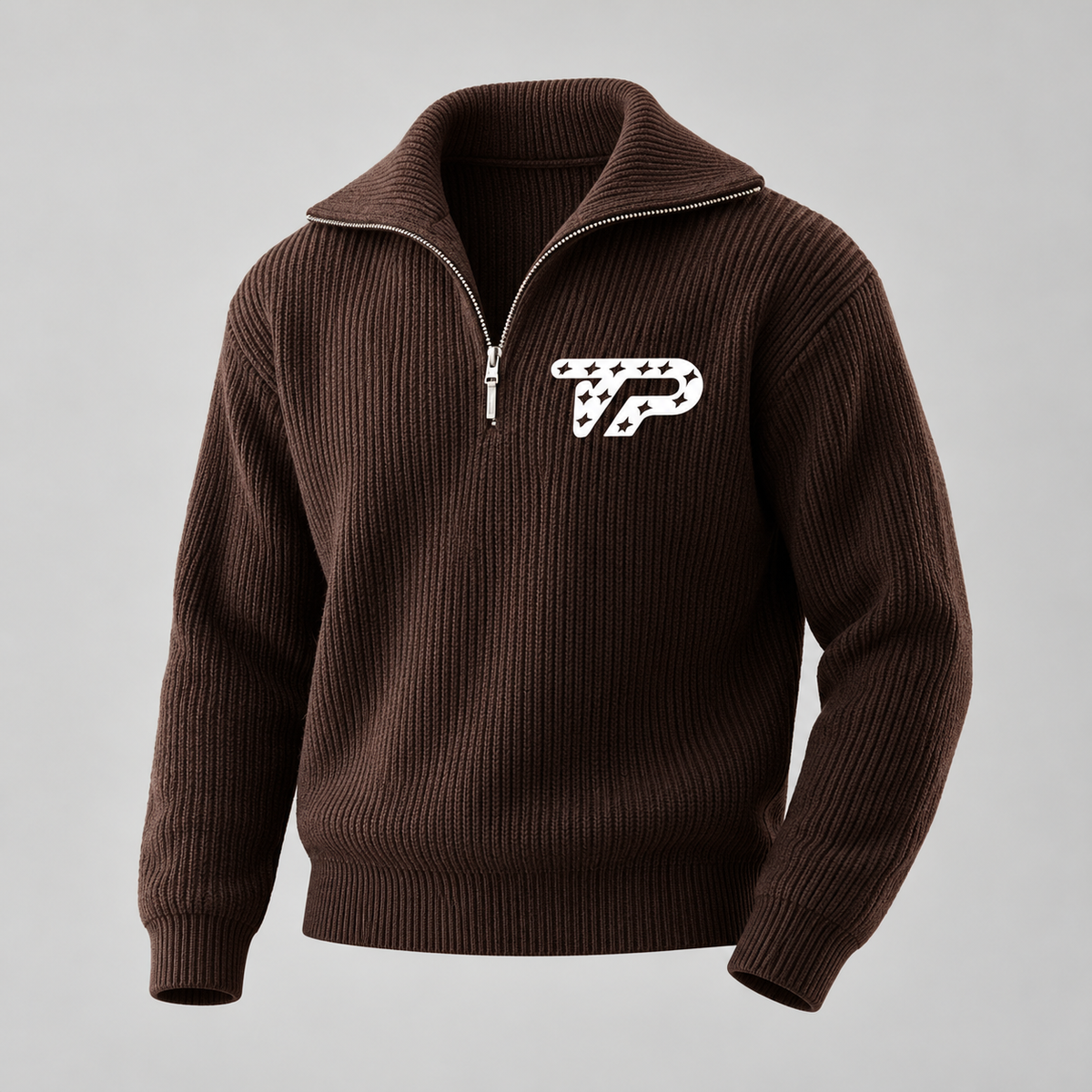 TP Brown Quarter-Zip — model-free product view