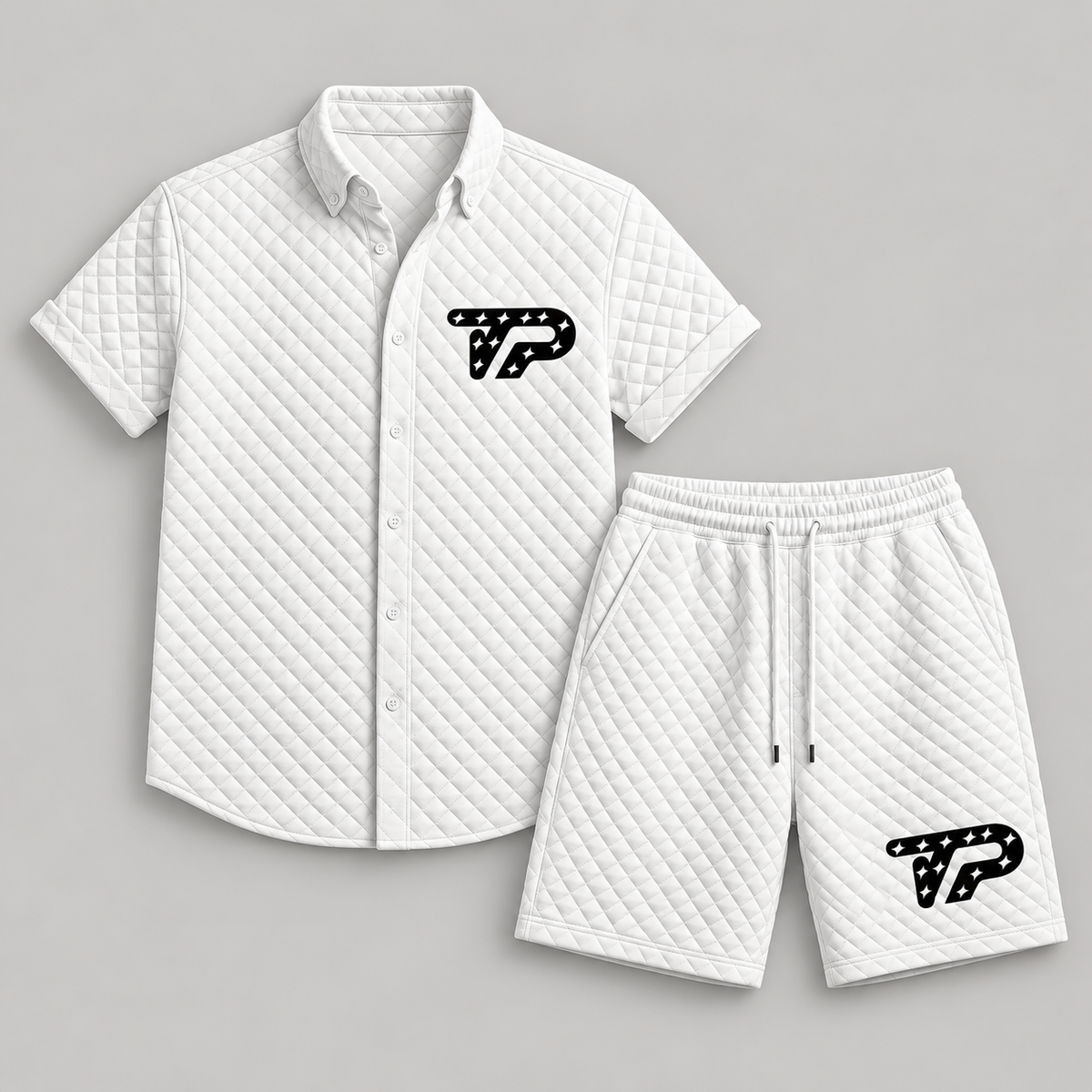 TP Quilted Polo Short Set — model-free flat-lay