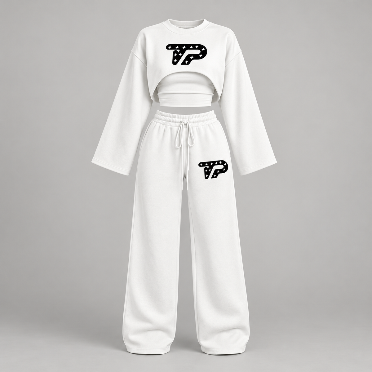 TP White Mesh Polo Set — model-free front view